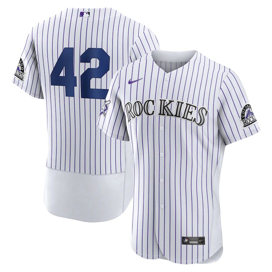 Men Colorado Rockies #42 Jackie Robinson Nike White Authentic Player MLB Jersey->colorado rockies->MLB Jersey